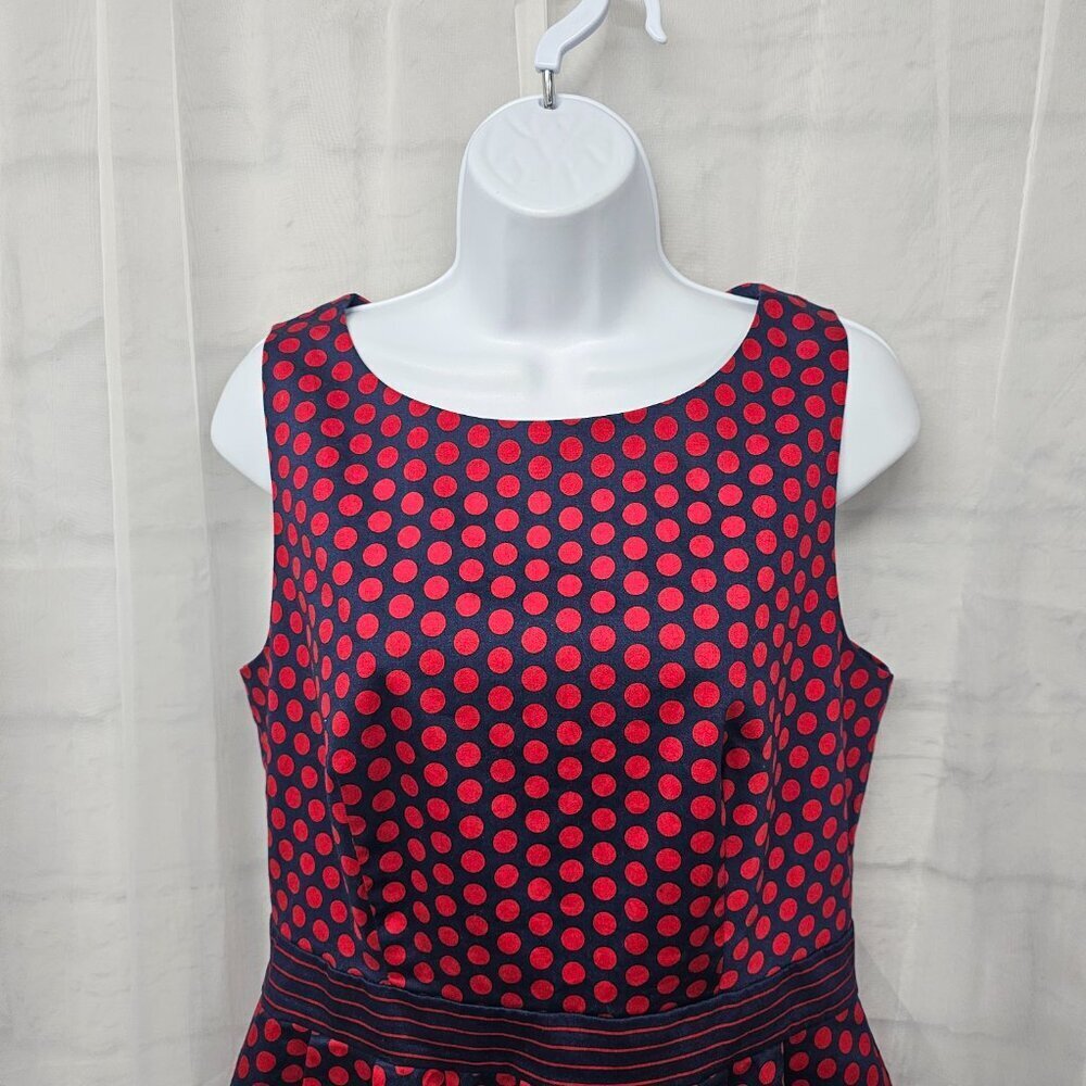 The Limited Dress Polka Dot Red Blue Sleeveless Retro 10 - Picture 2 of 14